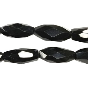 BLACK OBSIDIAN FACETED RICE 14X30MM